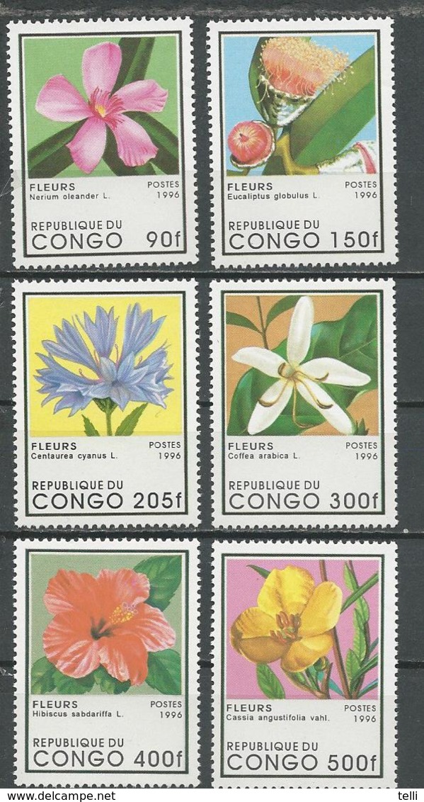 CONGO Scott 1109-1114 Yvert 1026G-1026M (6) ** Cote 8,75 $ 1996 - Neufs