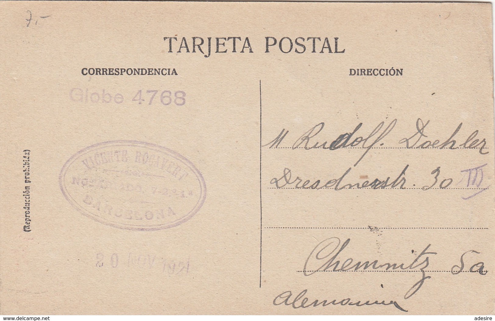 BARCELONA, Parque Güel-Porteria, Karte Gelaufen Um 1921, Sehr Guter Zustand - Barcelona