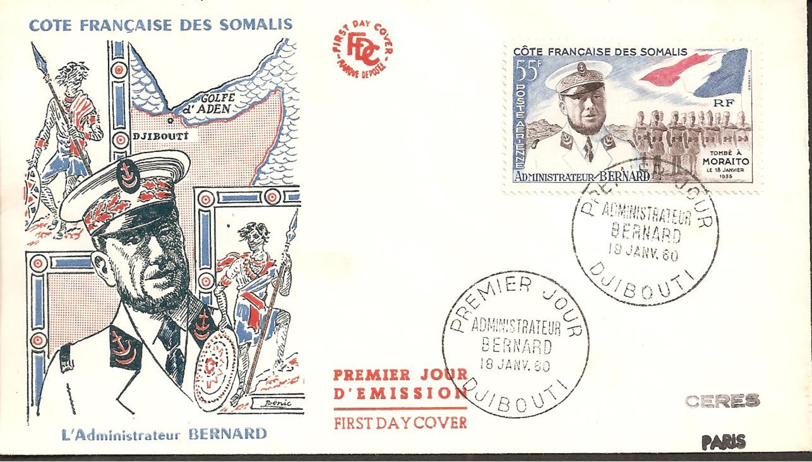 F.D.C. DJIBOUTI  P.A. N°27 1960  PARFAIT ETAT - Djibouti (1977-...)