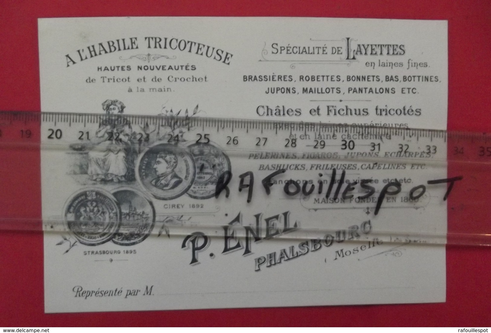 Pub " A L'habile Tricoteuse" Specialité De Layettes P Penel Phalsbourg - Tarjetas De Visita