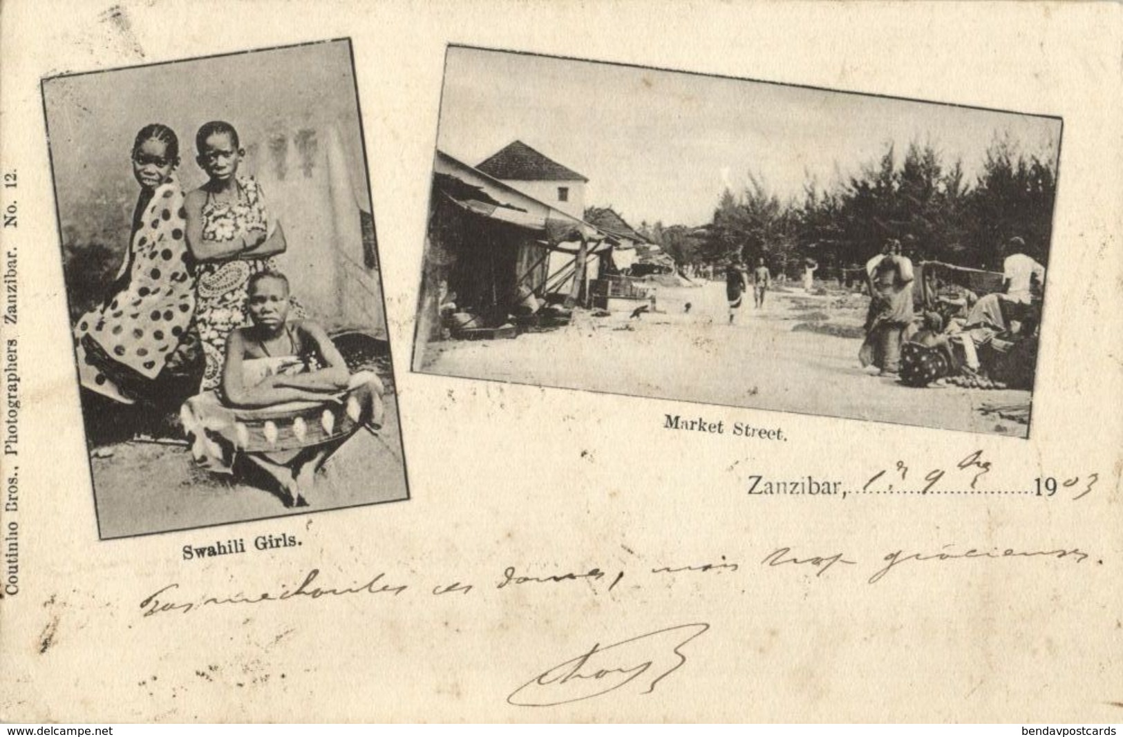 Tanzania, ZANZIBAR, Swahili Girls, Market Street (1903) Postcard - Tanzania