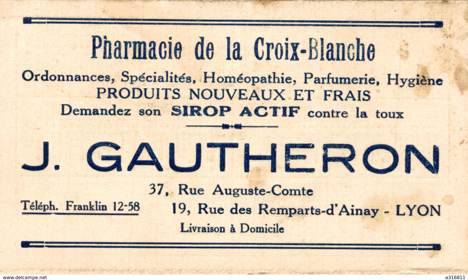 CALENDRIER  DE 1939   PHARMACIE DE LA CROIX BLANCHE  A LYON - Petit Format : 1921-40