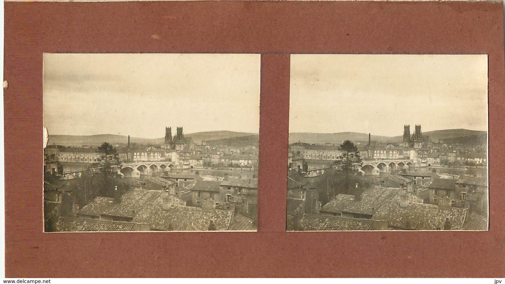 PONT A MOUSSON : Photo Stérescopique - Passerelle Et St Martin Dans Le Fond - Le Xon Et Vittonville - Photos Stéréoscopiques