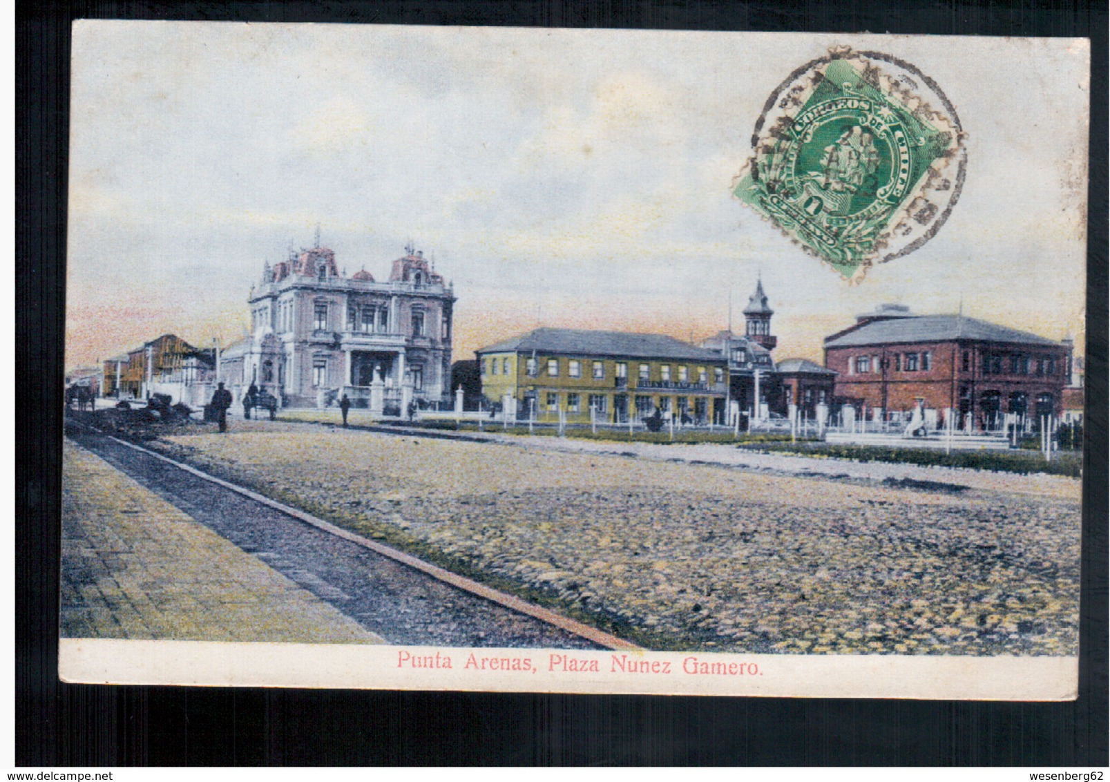 CHILE Punta Arenas Plaza Nunez Gamero Ca 1910 OLD POSTCARD 2 Scans - Cile