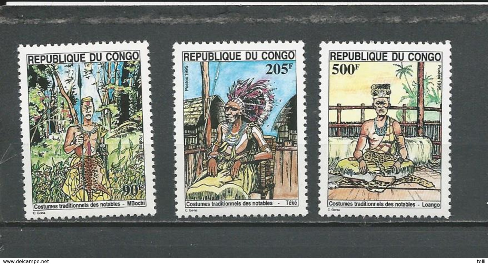 CONGO Scott 1078A-1078C Yvert 1001-1003 (3) ** Cote 10,50 $ 1994 - Neufs