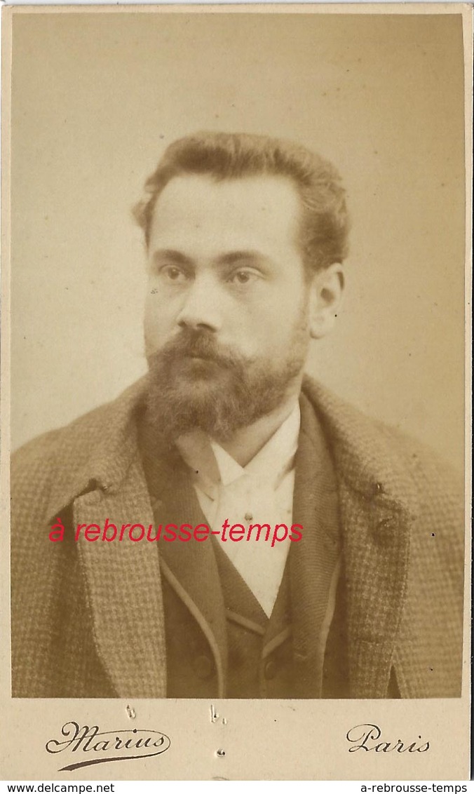 CDV Beau Portrait D'homme- Photo Marius à Paris - Old (before 1900)