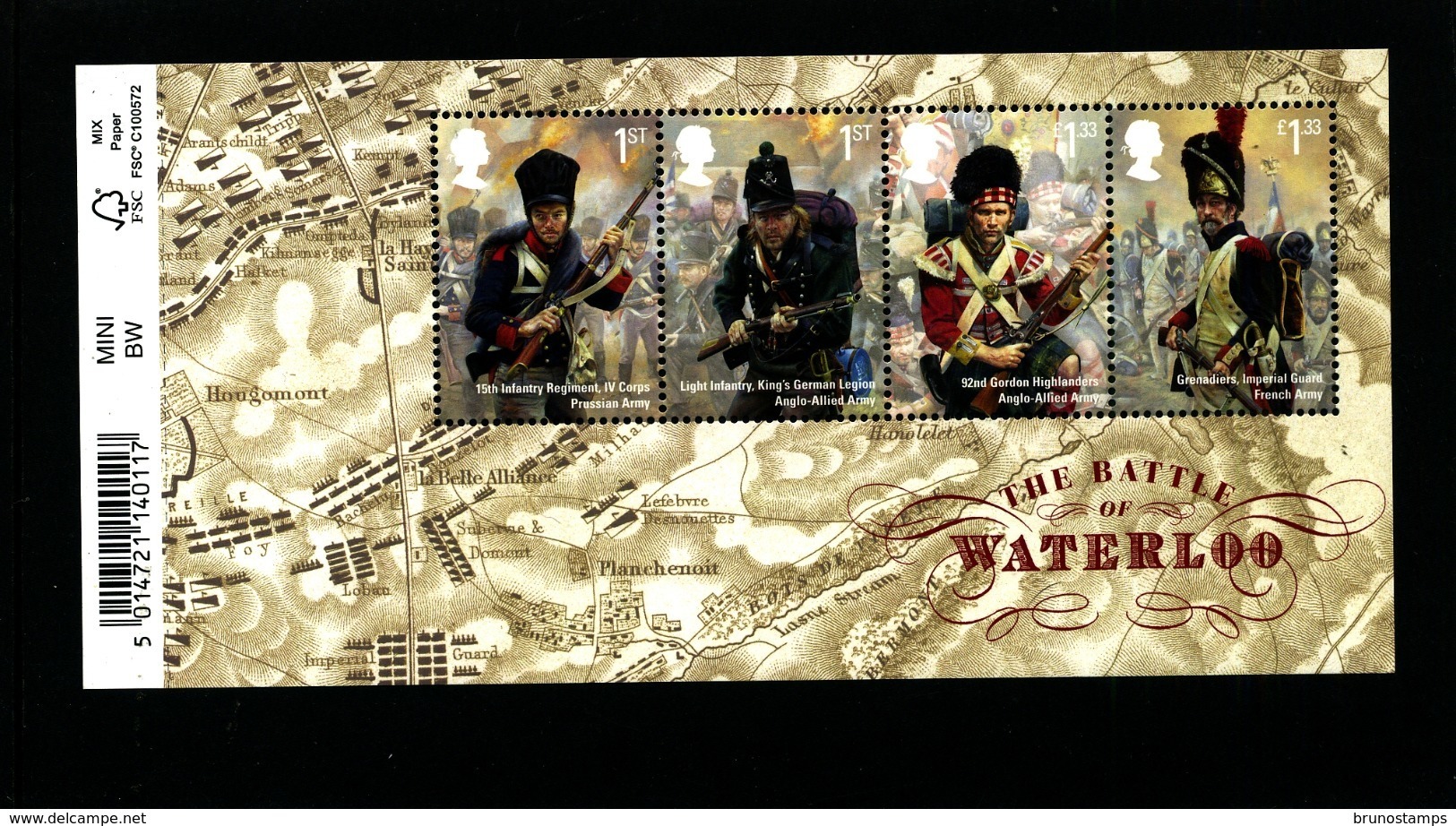 GREAT BRITAIN - 2015  THE BATTLE OF WATERLOO  MS MINT NH - Blocchi & Foglietti