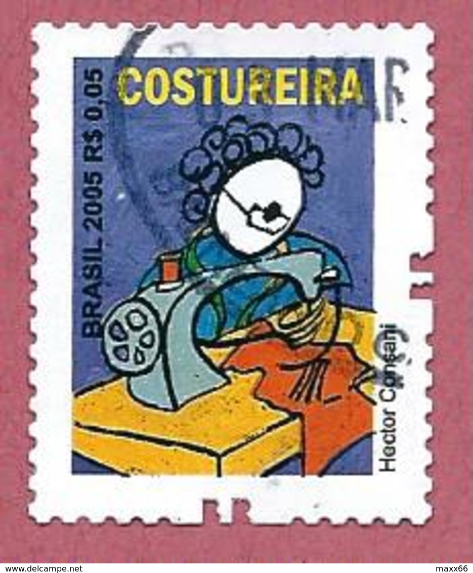 BRASILE USATO 2005 - PROFESSIONI - Costureira - Sarta - 0,05 R$ - Michel BR 3436C Con Dentellatura Br - Used Stamps