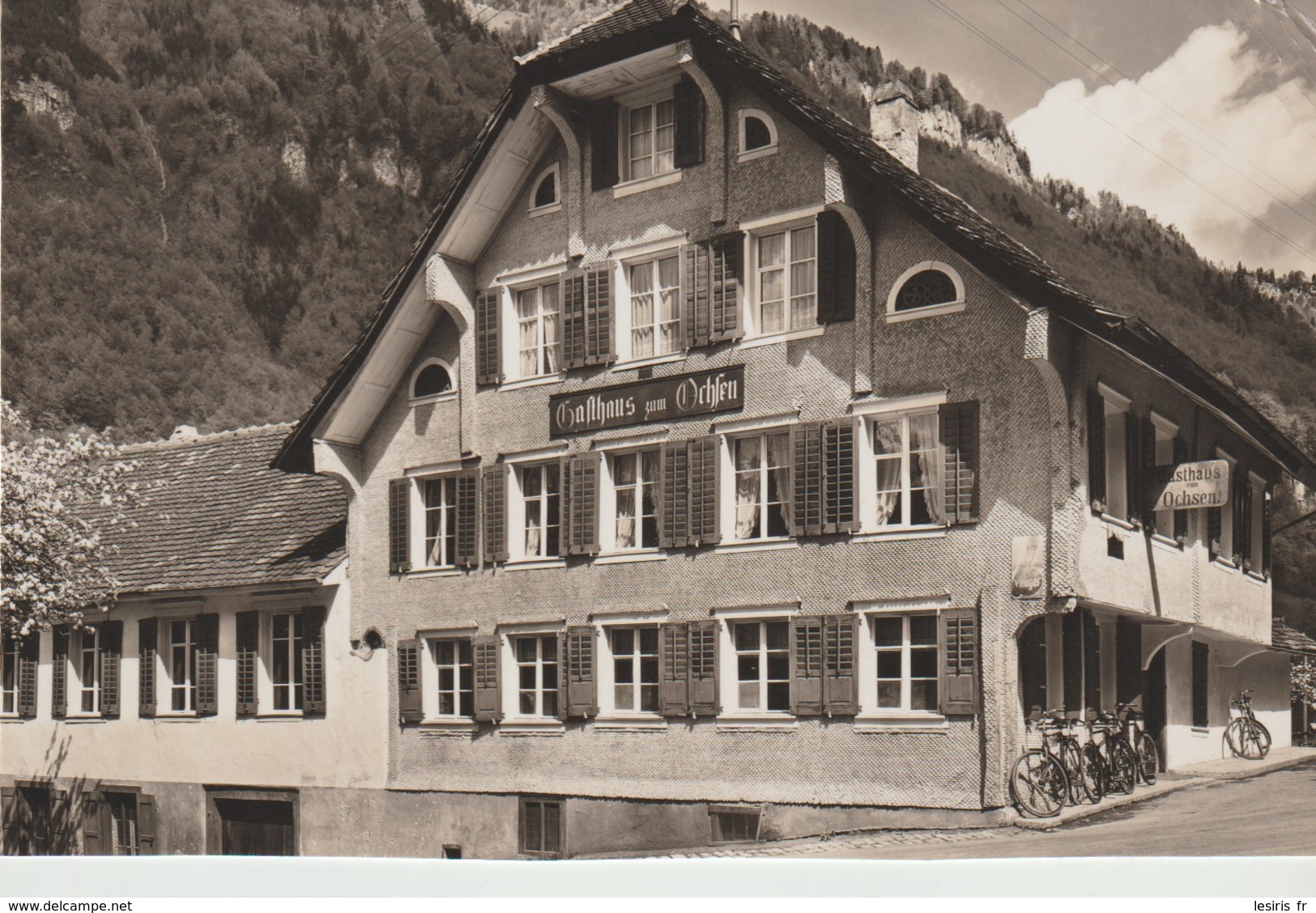 C.P.A. - PHOTO - WOLLENSCHIESSEN - GASTHAUS ZUM OCHSEN - BES. R. CHRISTEN - BAHNHALTESTELLE - BEW 1596 BRB 3.10.39 - Autres & Non Classés