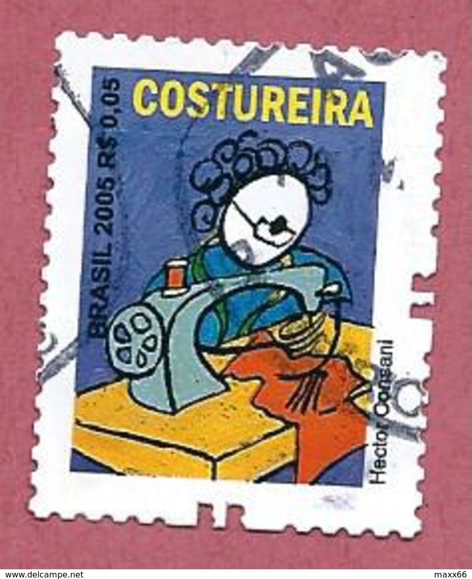 BRASILE USATO 2005 - PROFESSIONI - Costureira - Sarta - 0,05 R$ - Michel BR 3436C Con Dentellatura Br - Used Stamps