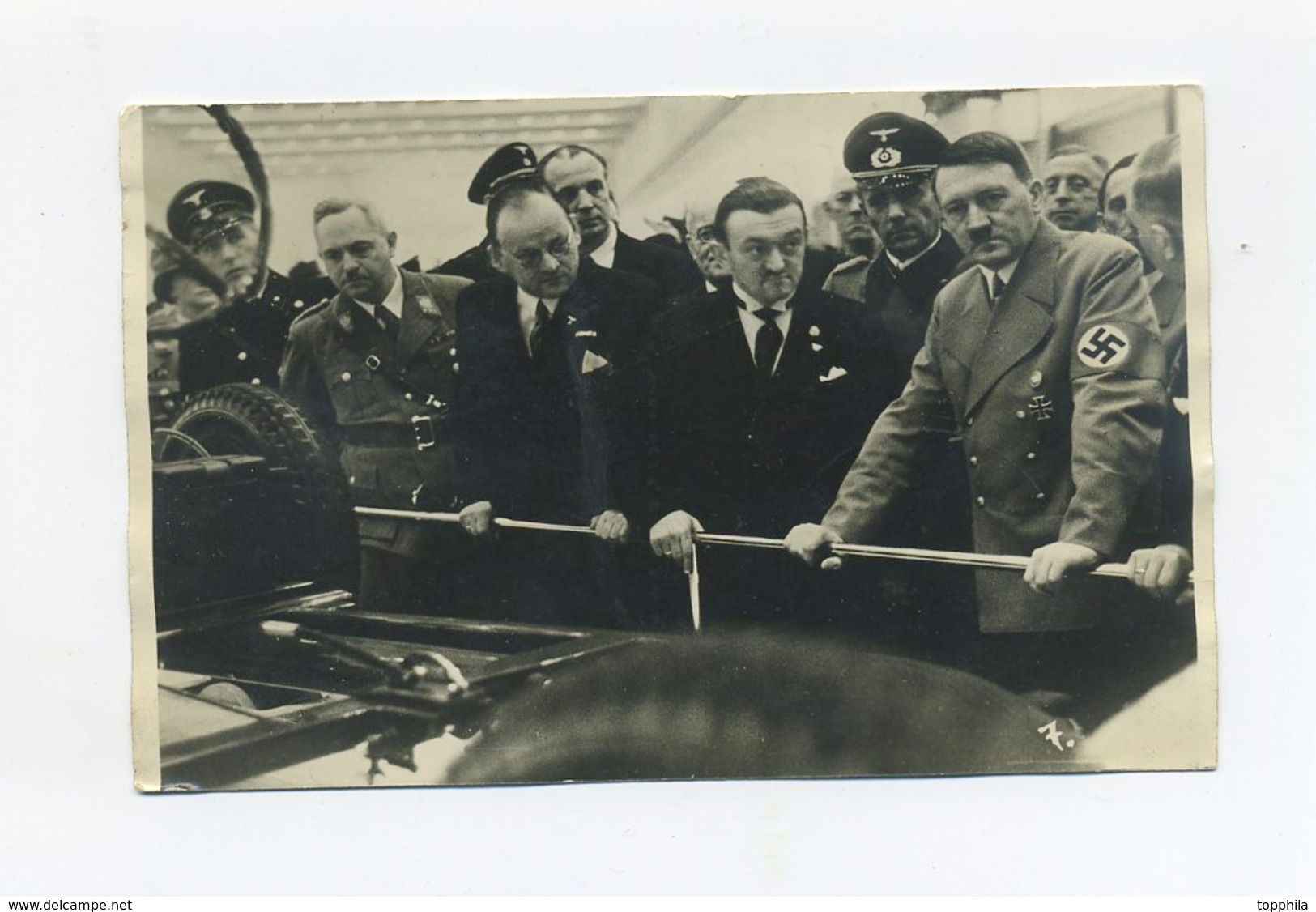 1939 3. Reich Fotokarte Adolf Hitler Und Gefolge Vor Fahrzeug Auf Der IAA Berlin Echt Gelaufen Mi 686 Verlag Menzendorf - Briefe U. Dokumente