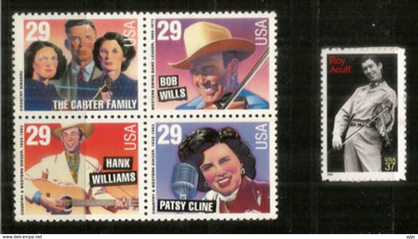 American Country Music:Patsy Cline,Hank Williams,Bob Wills,Roy Acuff,etc. 5 Timbres Neufs **  USA - Musique