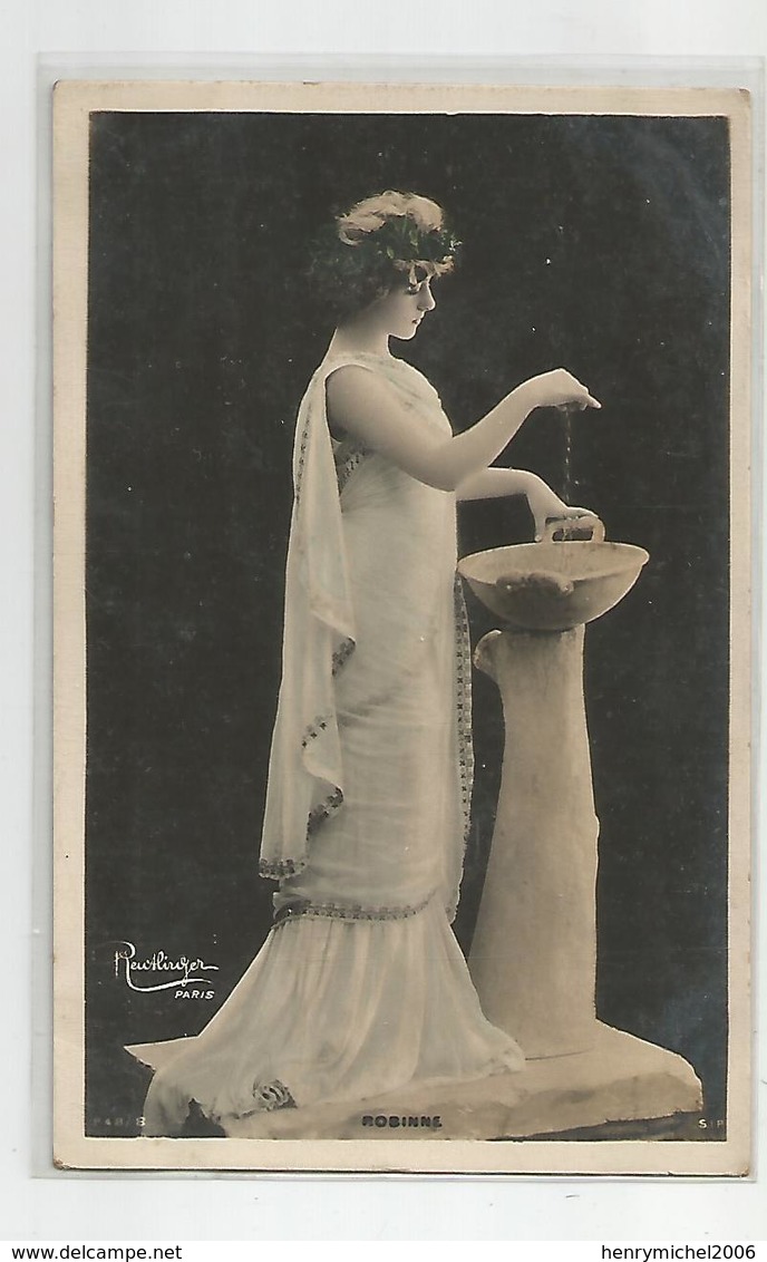 Cpa Fantaisie Artiste Femme Robinne  Photo Reutlinger Paris , Décor Art Nouveau - Artistes