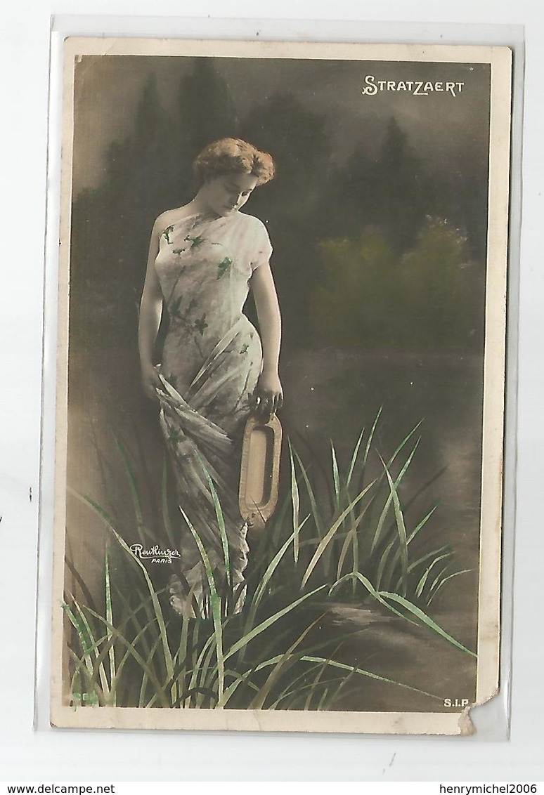 Cpa Fantaisie Artiste Femme Stratzaert   Photo Reutlinger Paris , Décor Art Nouveau - Artistes