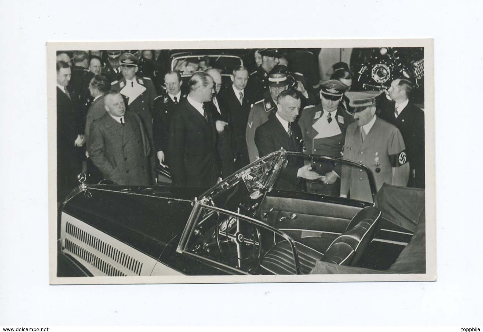 1938 3. Reich Photo Hoffmann Fotokarte Adolf Hitler + Göring Vor Mercedes Cabrio Auf Der IAA Automobilausstellung Berlin - Briefe U. Dokumente