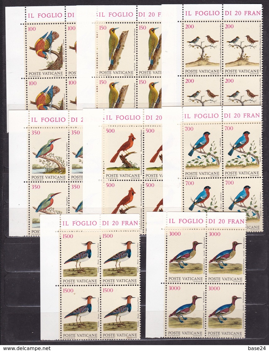 1989 Vaticano Vatican ECOLOGIA, UCCELLI  ECOLOGY, BIRDS  4 Serie Di 8v. Quartina MNH** Bl.4 - Other & Unclassified