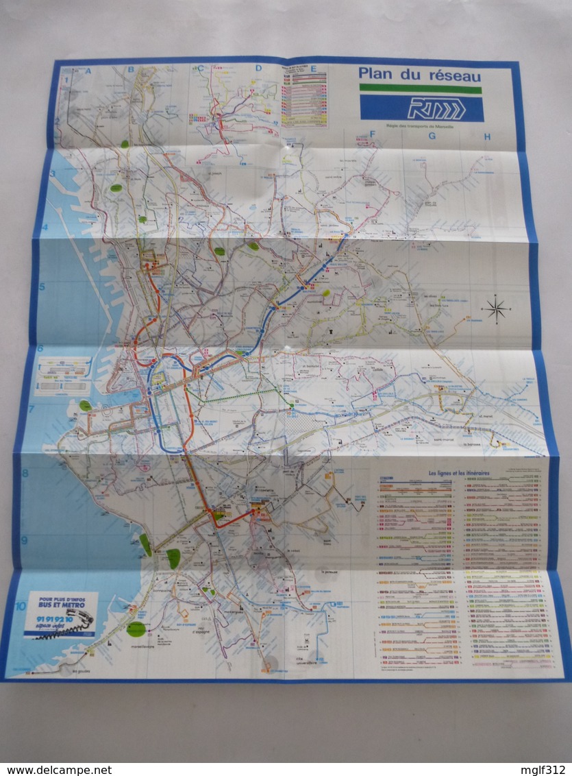 MARSEILLE (13) : PLAN GUIDE BUS METRO - Septembre 1991 - Europe