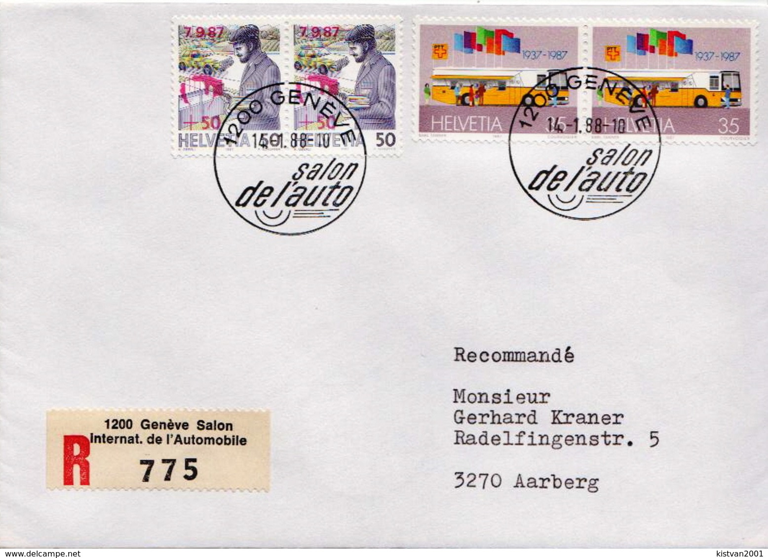 Postal History: Switzerland Registered Cover With Geneve Salon De L'Auto Cancel 1988 And 18 More Covers - Cars