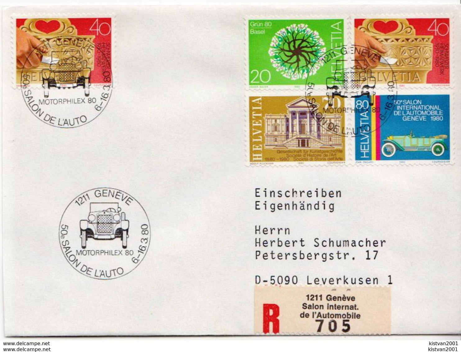 Postal History: Switzerland Registered Cover With Geneve Salon De L'Auto Cancel 1988 And 18 More Covers - Cars