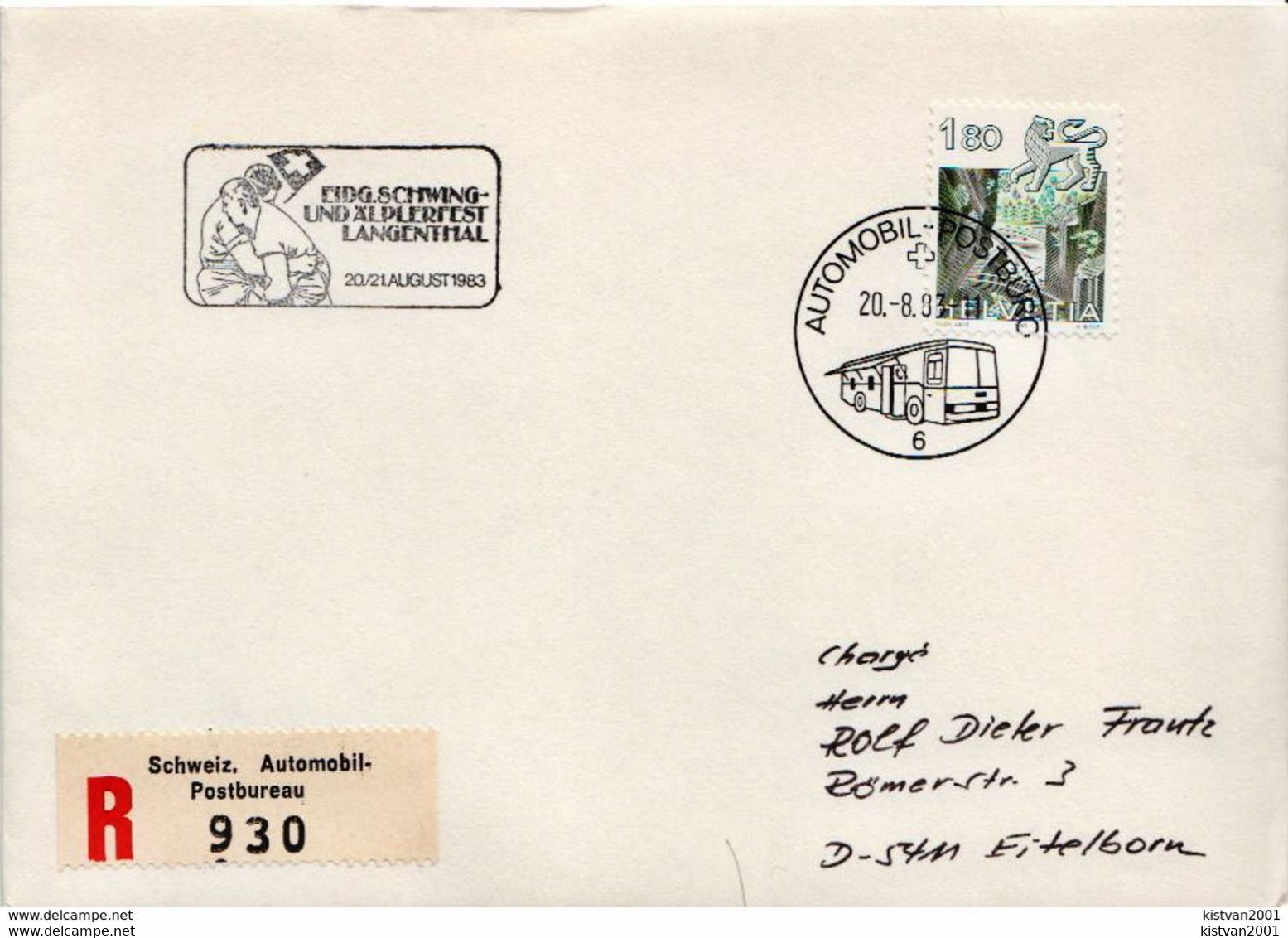 Postal history: Switzerland registered cover with Geneve Salon de l'Auto cancel 1988 and 18 more covers