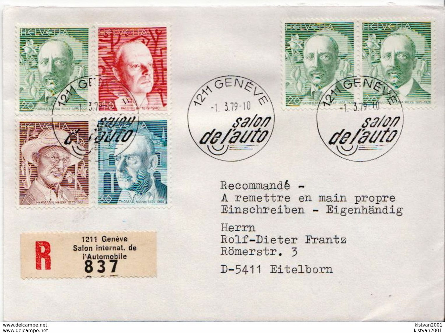 Postal history: Switzerland registered cover with Geneve Salon de l'Auto cancel 1988 and 18 more covers