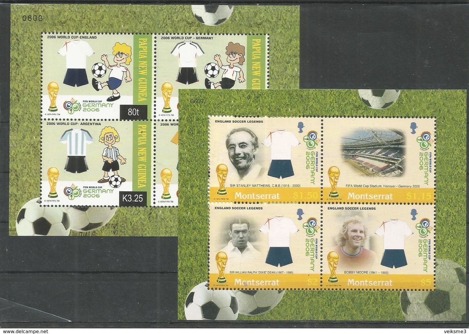 2 Pcs PAPUA NEW GUINEA - MONTSERRAT - MNH - Sport - Soccer - World Cup 2006 - 2006 – Allemagne