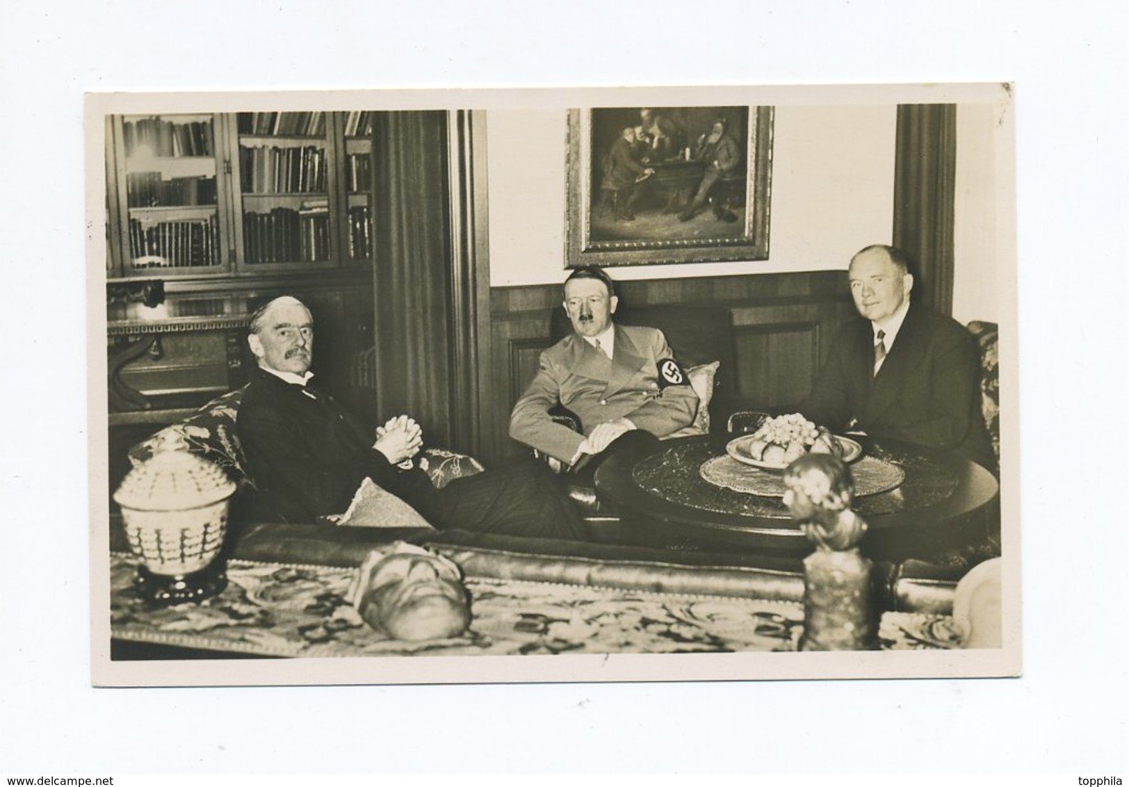 1938 3. Reich Sudetenland Fotokarte Viermächteabkommen Hitler Mit Chamberlain In Seiner Privatwohnung In München - Sudetenland