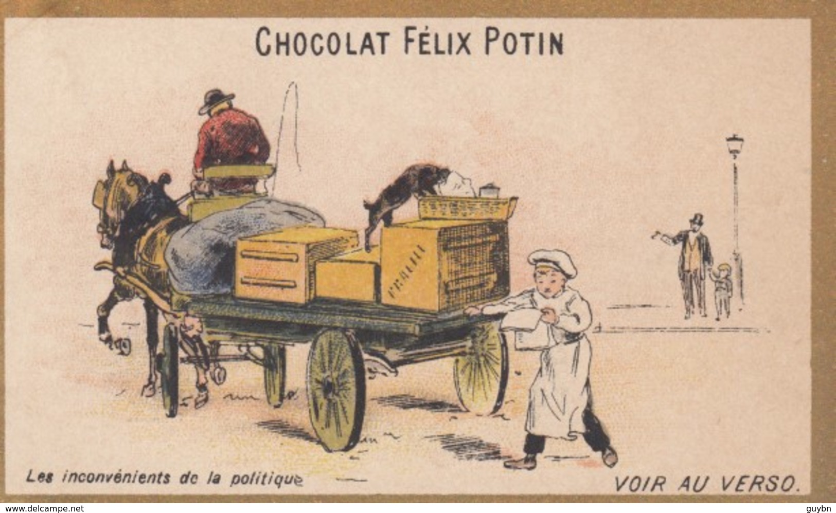 Chrome .. Chocolat Felix Potin .. Extrait De Viande .. Lles Inconvenients De La Politique  .. Chat, Cheval Livraison Jou - Autres & Non Classés