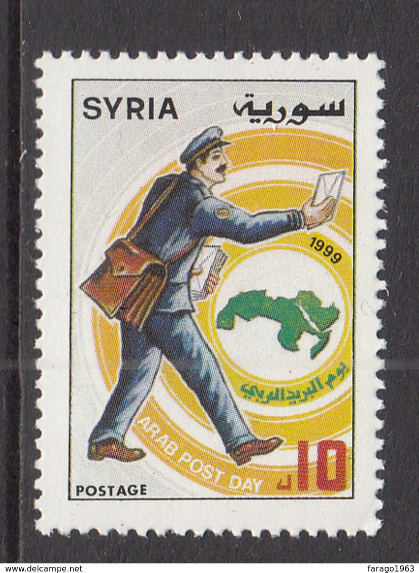 1999 Syria Arab Post Day Post Man With Letters And Map Of Arab Countries Set Of 1 MNH - Syrie