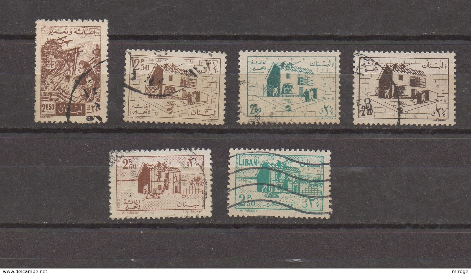 Tax For Earthquake Relief 6 Stamps Revenue , Complete Set, Lebanon Libanon - Liban