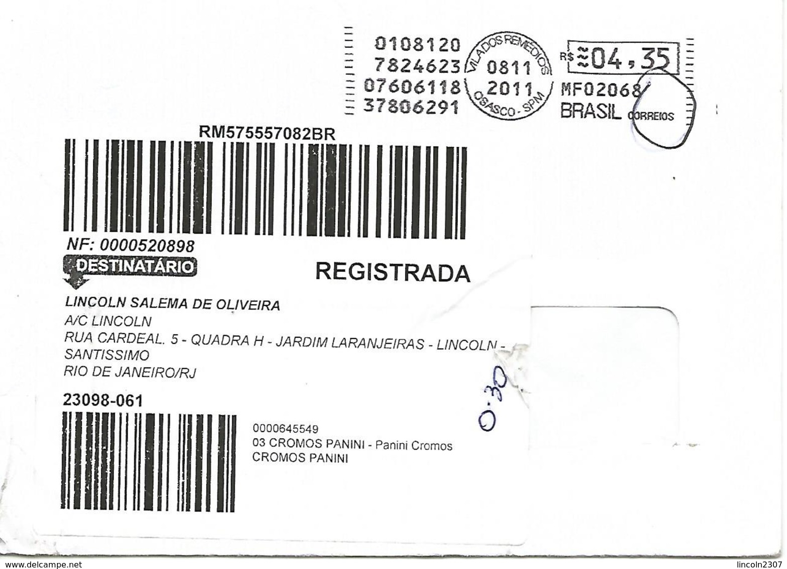 LSJP BRAZIL COVER FRANK VILA DOS REMÉDIOS - MEDICINES - OSASCO - 2012 - Covers & Documents