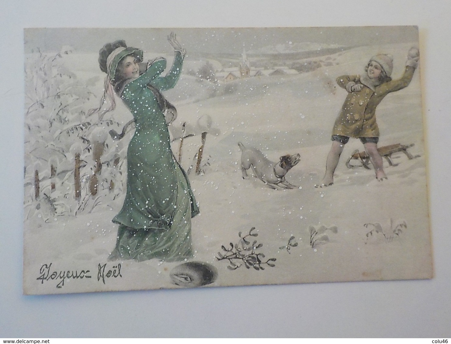 2 CP 1907 & 1913 Joyeux Noël Femmes élégantes Dans La Neige - Autres & Non Classés