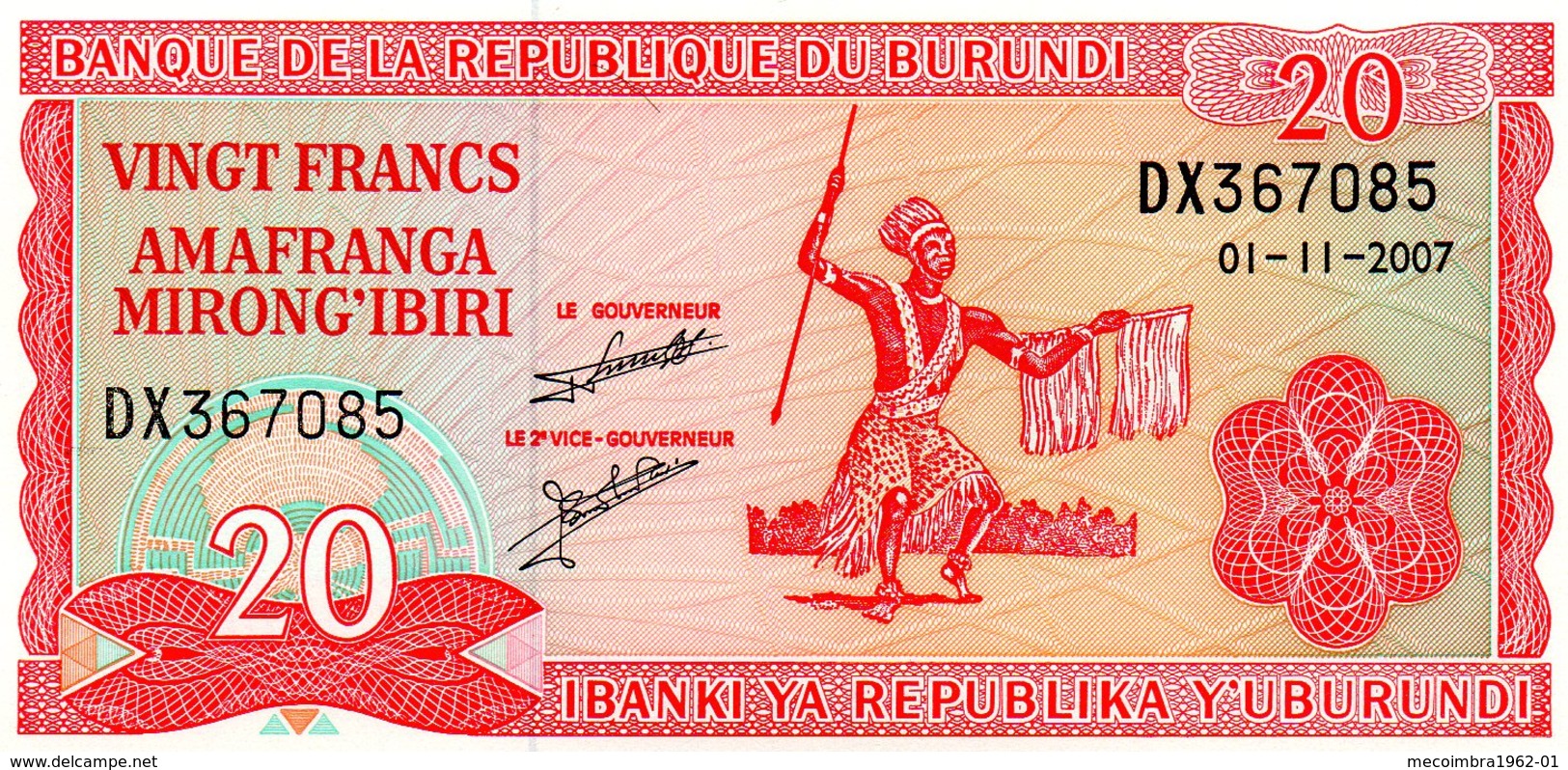 REPUBLIQUE DUBURUNDI / 20 FRANCS AMFRANGA / BANK YA REPUBLIKA - Burundi