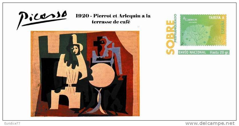 Spain 2013 - Picasso Collection Prepaid Cover - 1920 Pierrot Et Arlequin A La Terrasse De Café - 1931-....