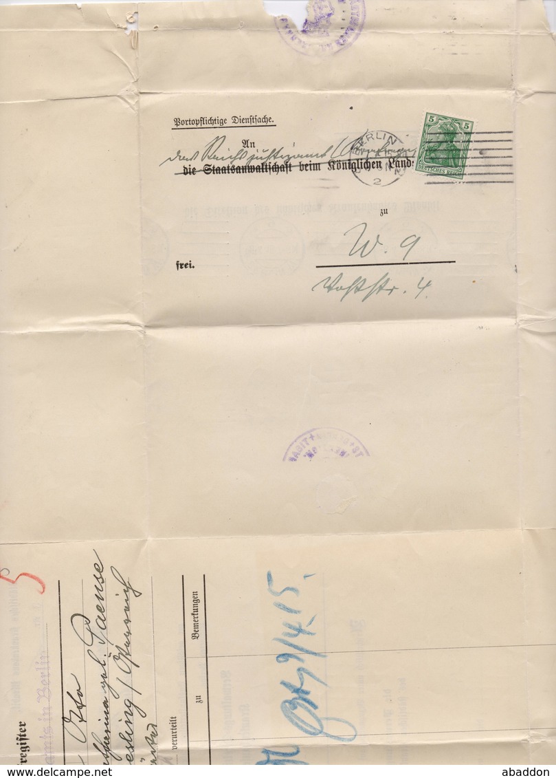 DR Faltbrief Krankenhaus Moabit 2x 5Pfg Germania (1x Perfin) BERLIN 1915 - Briefe U. Dokumente