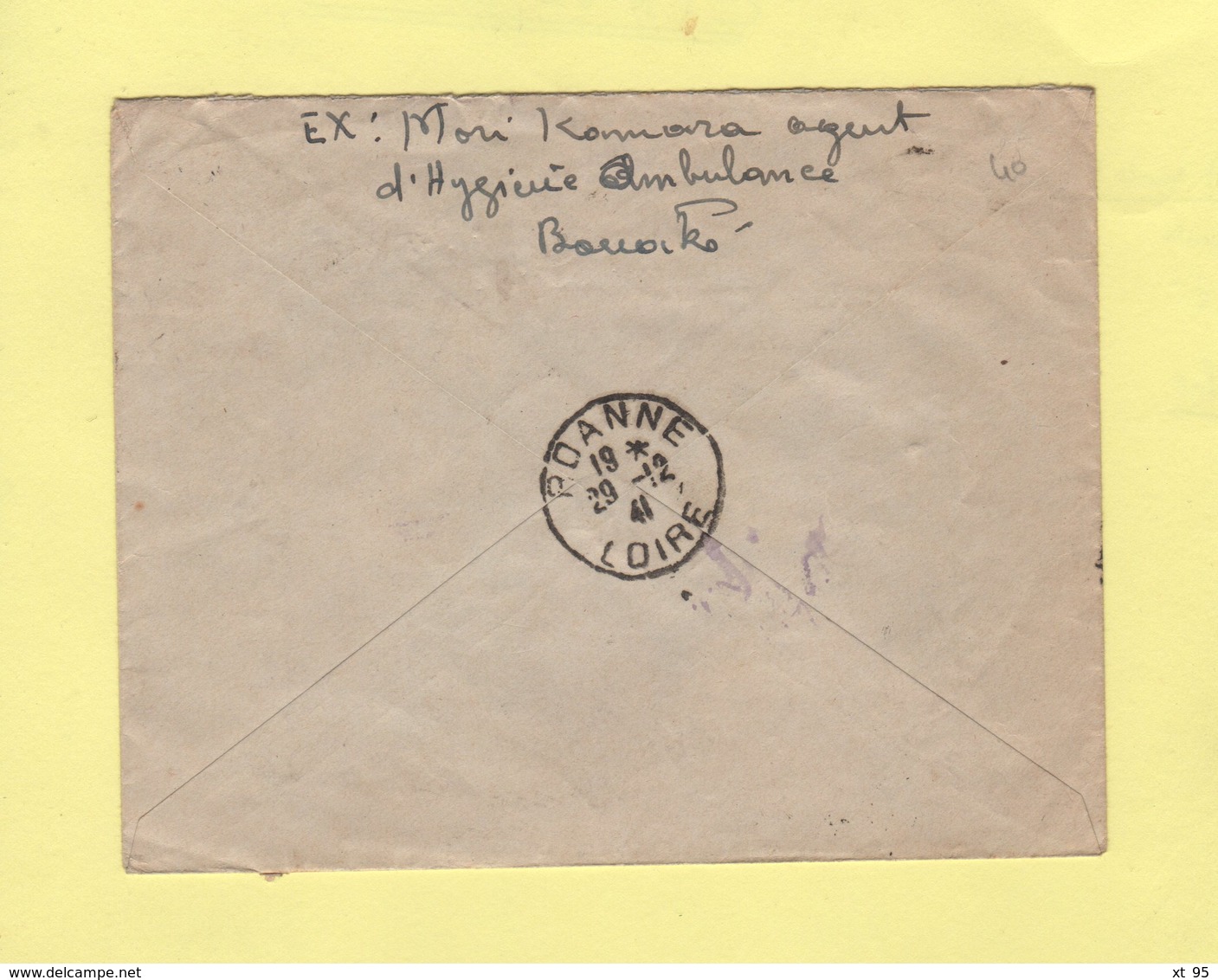 Cote D'Ivoire - Bouake - 27 Nov 1941 - Taxe De Poste Restante A Roanne Loire 30-12-1941 - Lettres & Documents