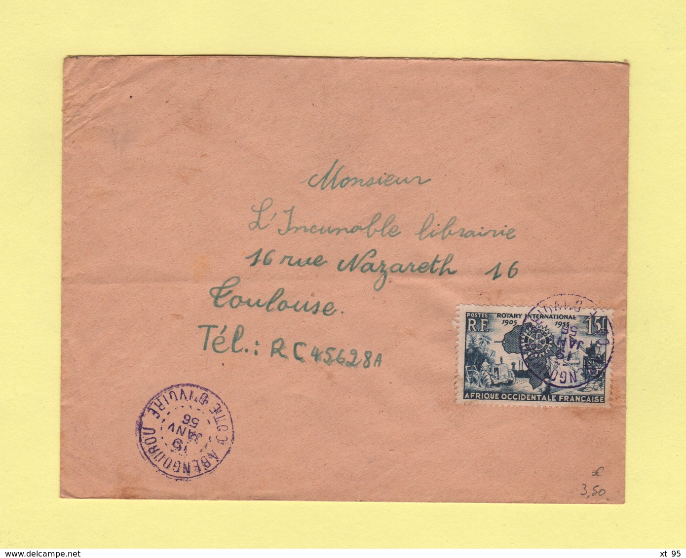 Cote D'Ivoire - Abengourou (en Violet) - 19 Janvier 1956 - Covers & Documents