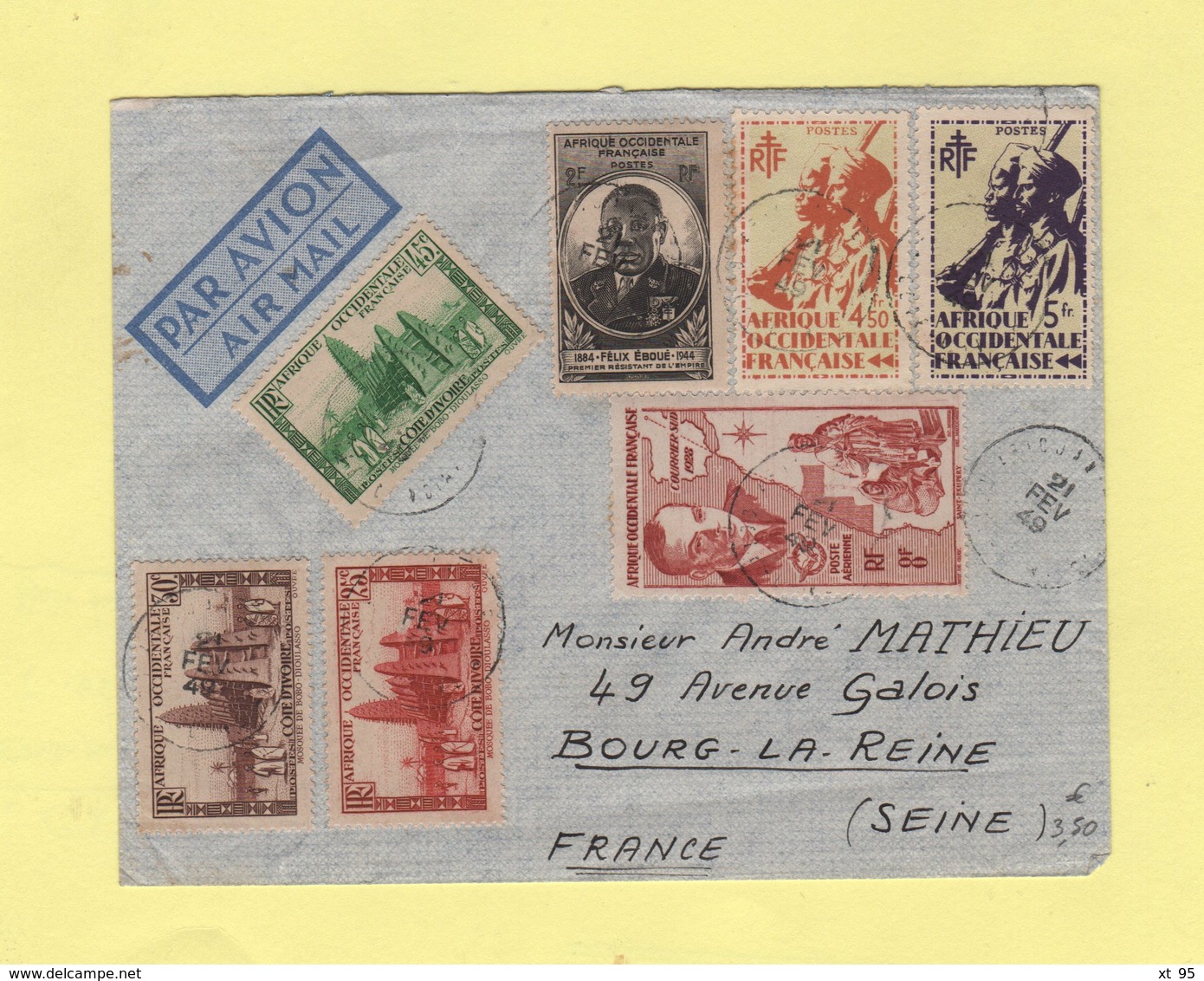 Cote D'Ivoire - Abidjan - 21 Fevrier 1949 - Lettres & Documents