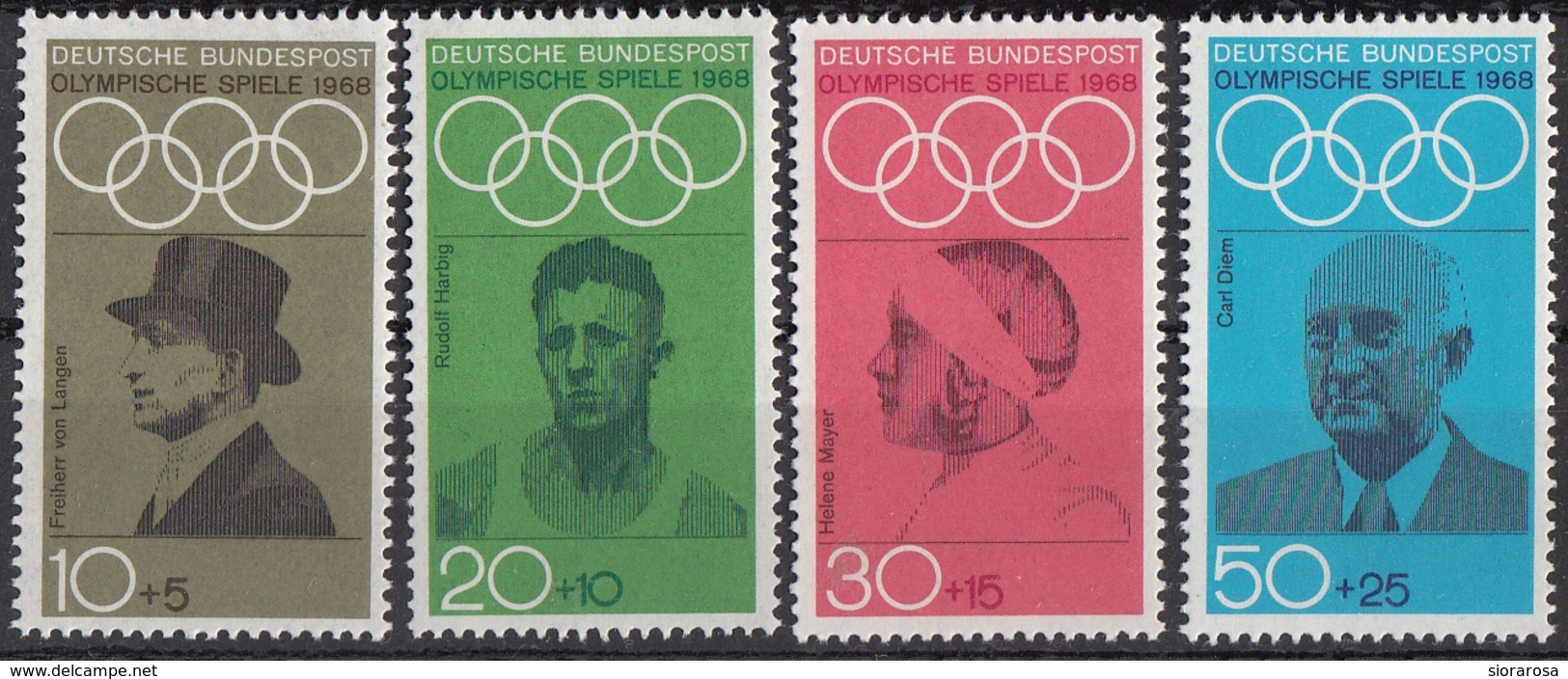 Germania 1968 Sc. B434/B437 Olimpiadi Berlino Nuovo MNH Full Set Langen Harbig Mayer Diem - Estate 1936: Berlino