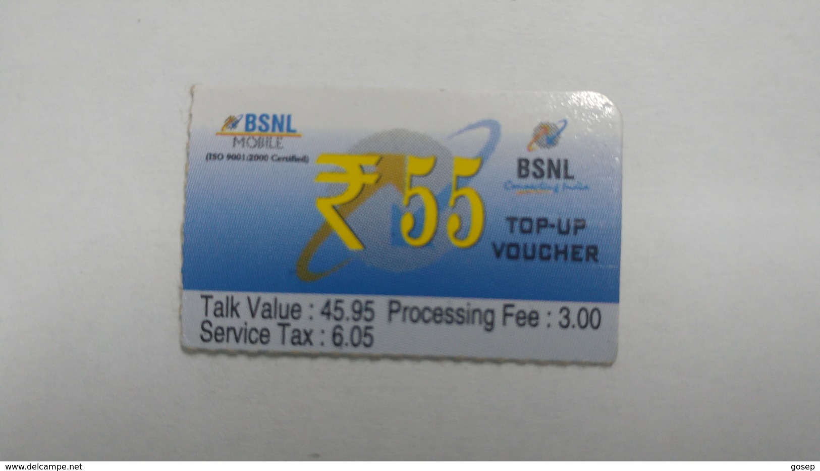 India-BSNL-top Vp Voucher(13c)-(rs.55)-(30.6.2014)-prepiad Card-used+1 Card Prepiad Free - India