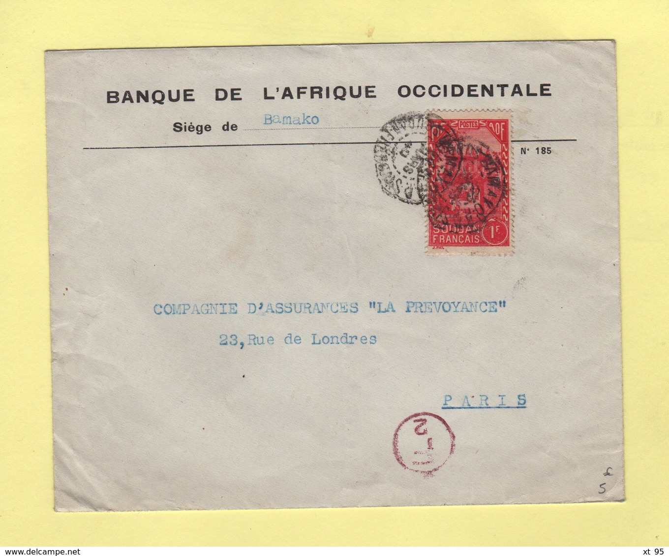 Soudan - Bamako - 23 Mars 1940 - Destination Paris - Brieven En Documenten