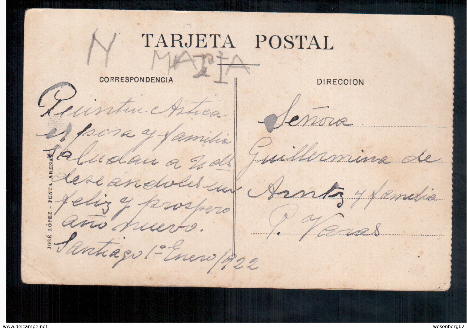 CHILE Punta Arenas Plaza Munoz Gamero 1922 OLD POSTCARD 2 Scans - Cile