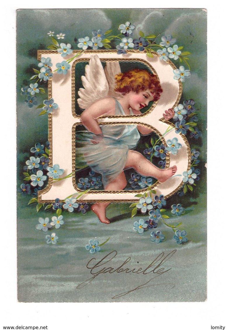 Ange Alphabet Lettre B Cpa Fantaisie Carte Gaufrée Angelot - Anges