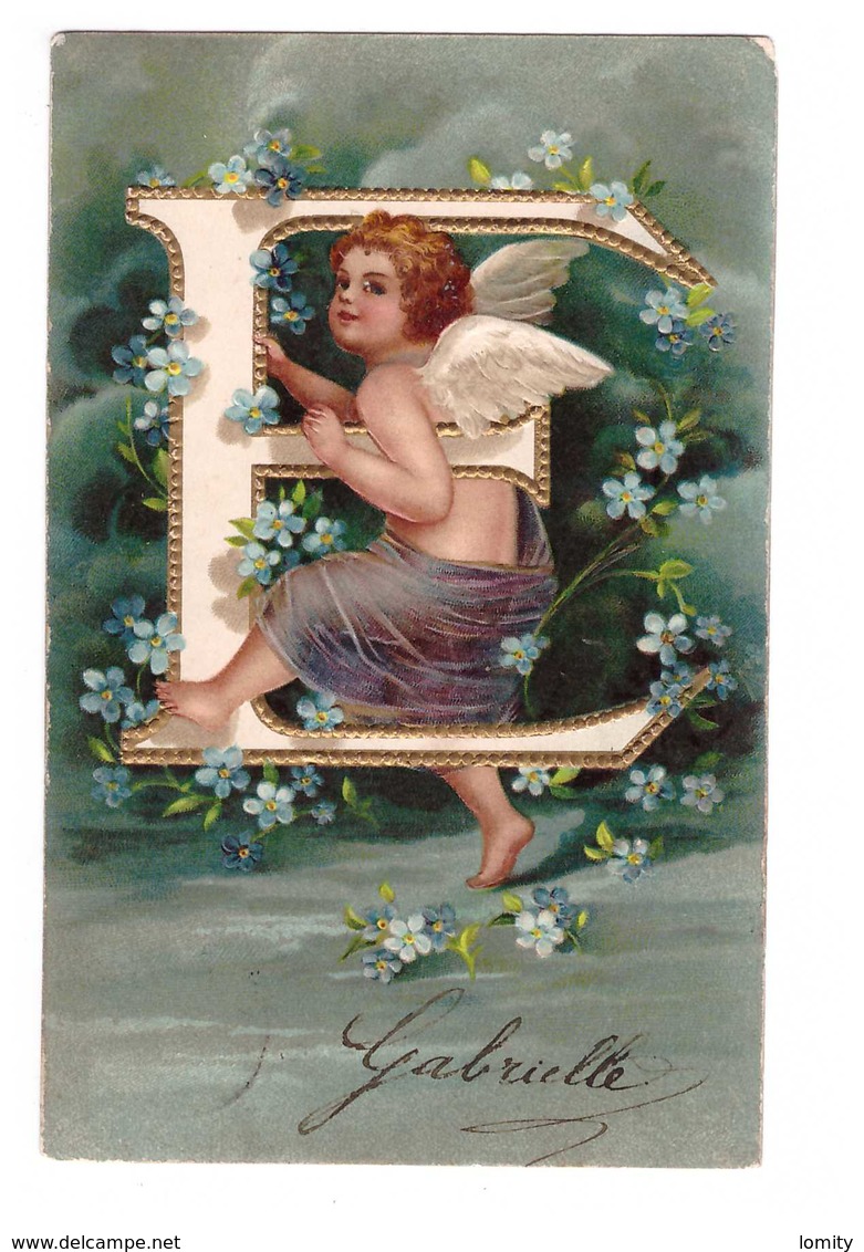 Ange Alphabet Lettre E Cpa Fantaisie Carte Gaufrée Angelot - Anges