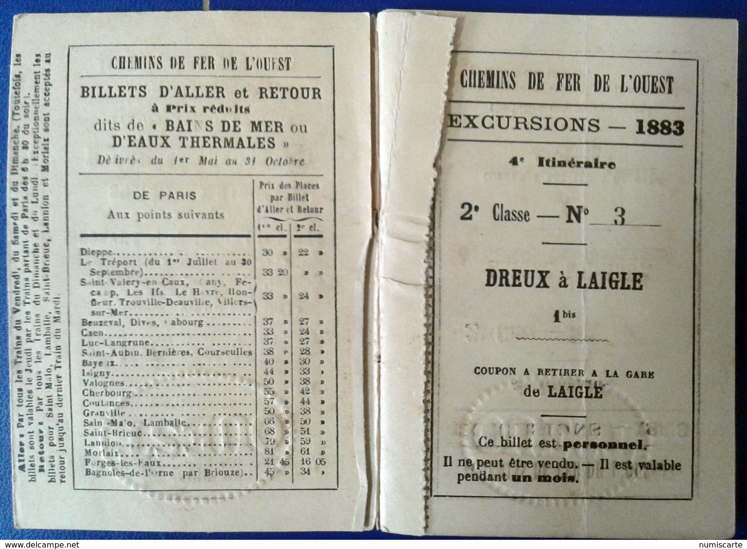 CHEMINS DE FER DE L OUEST - Excursions Sur Les Côtes De Normandie Et En Bretagne - 1883 - Europe