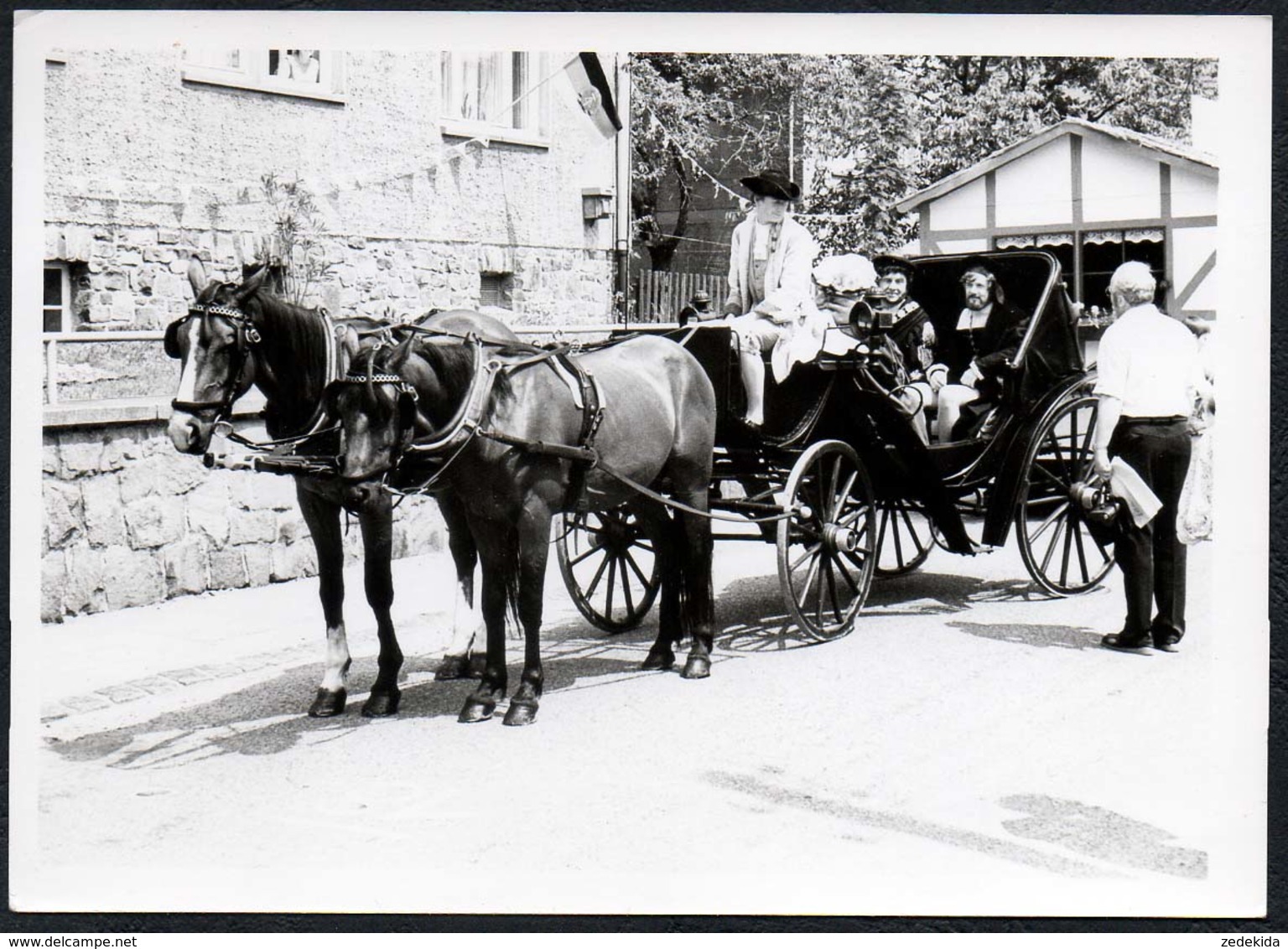 C0173 - Foto - Pferd Pferde -Pferdegespann Pferdekutsche Gespann -  Burgstädt ?? - Chevaux