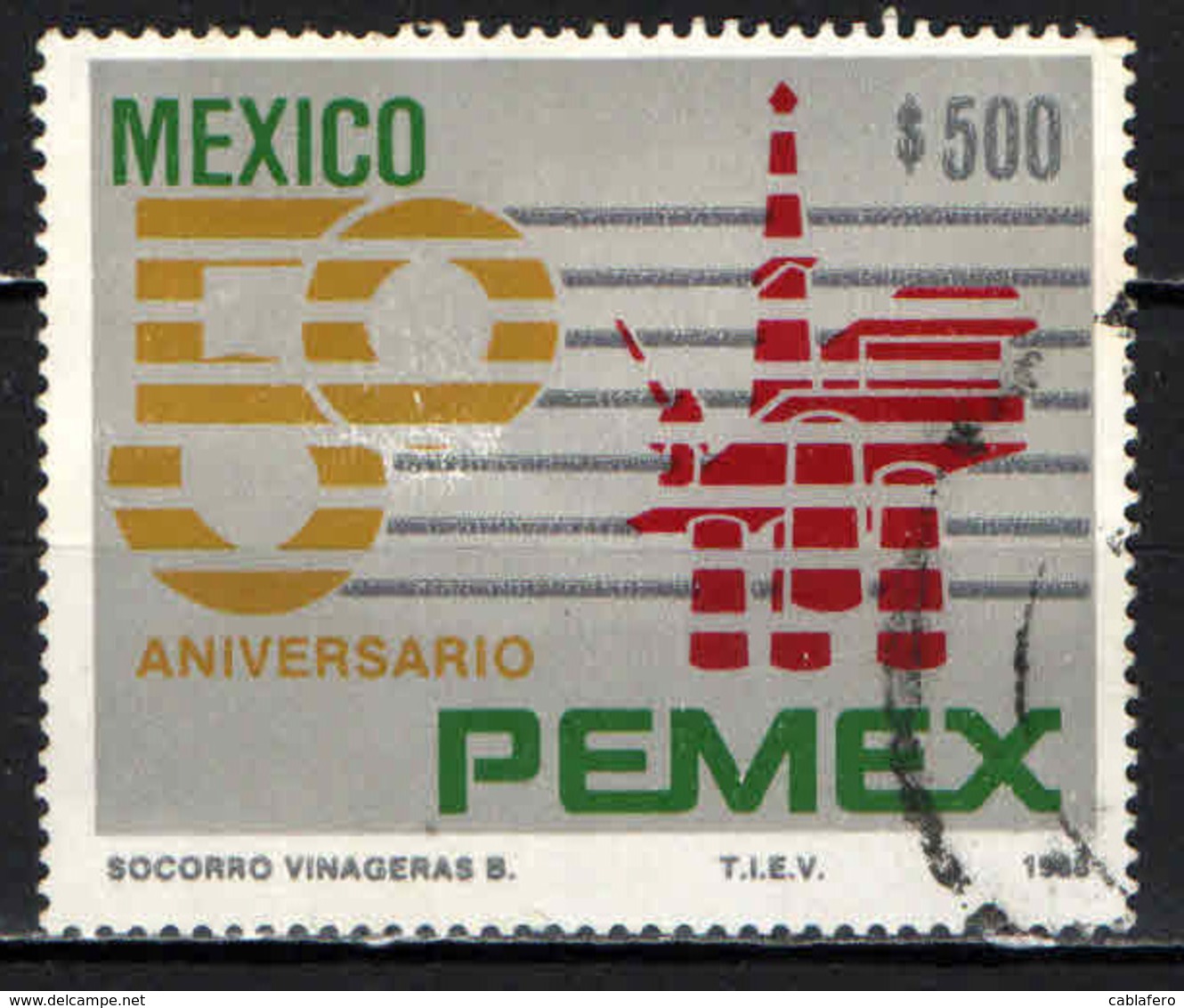 MESSICO - 1988 - NAZIONALIZZAZIONE DEL PETROLIO - 50° ANNIVERSARIO - USATO - Mexico