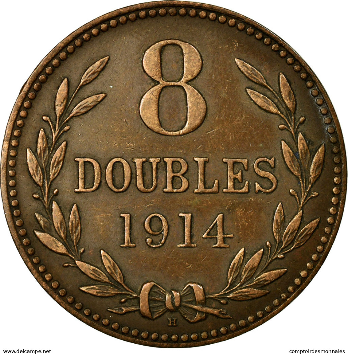 Monnaie, Guernsey, 8 Doubles, 1914, Heaton, Birmingham, SUP, Bronze, KM:14 - Guernsey