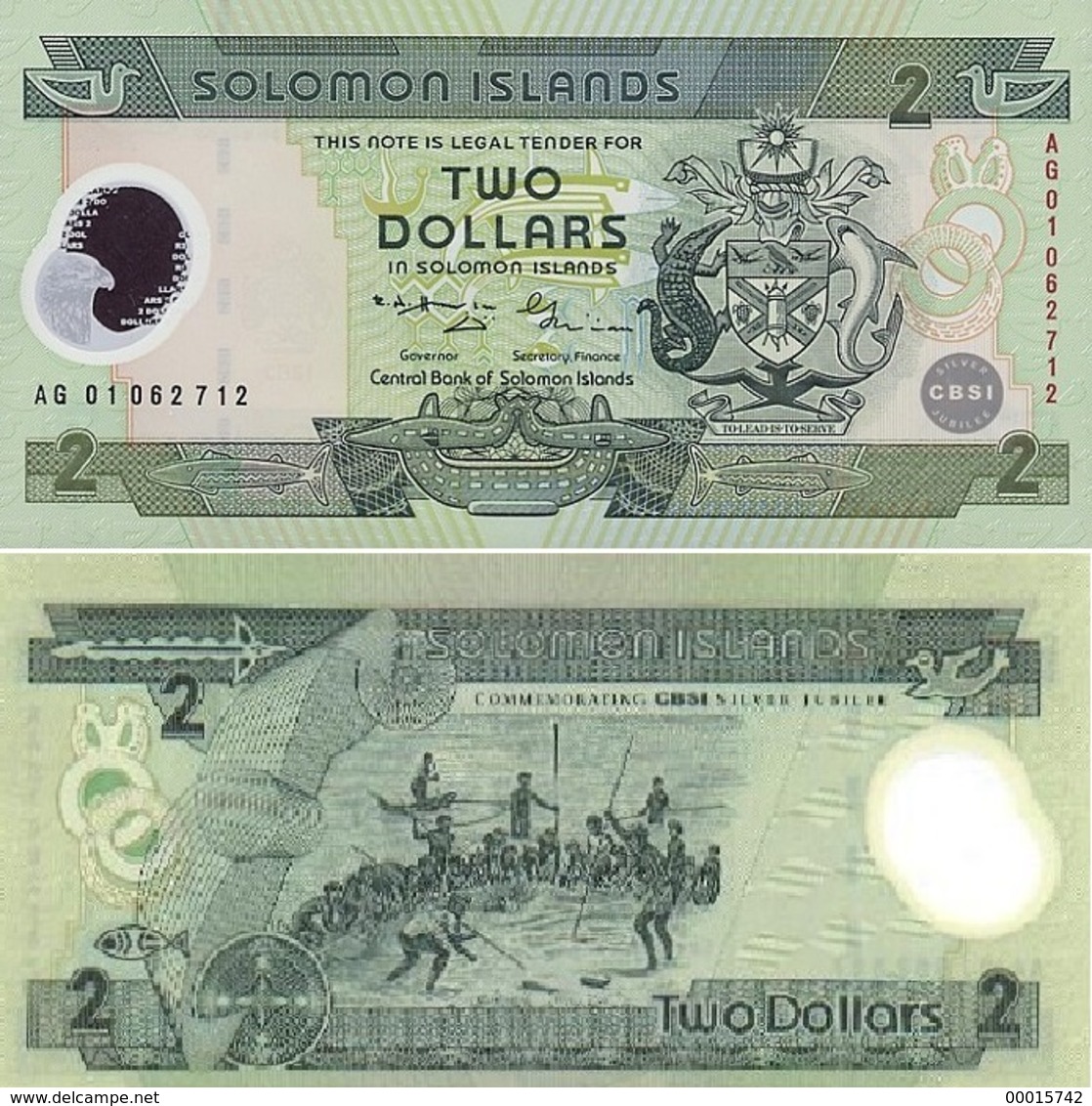 SolomonIslands 2 Dollars Commemorative 2001 P-23 UNC  D-0123 - Solomon Islands