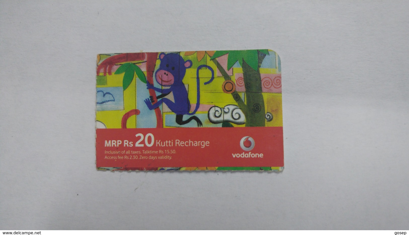 India-vodafone-mrp Card-(24f)-(rs.20)-(7/08-7/09-(jaipur)-kutti Card-used+1 Card Prepiad Free - Inde